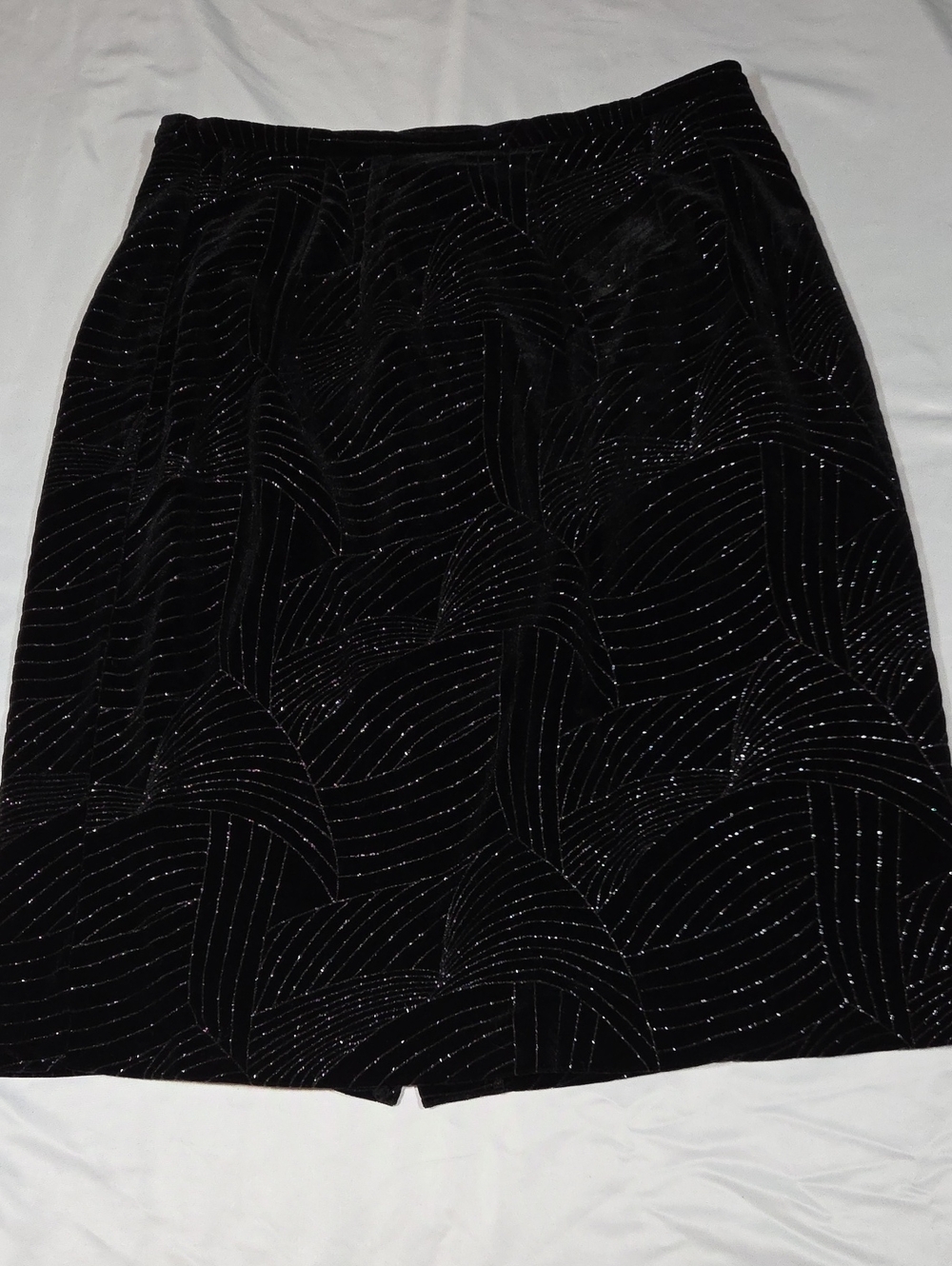Jonathan Logan Vintage Black Sparkle Geometric Skirt Size 16 Made In USA
